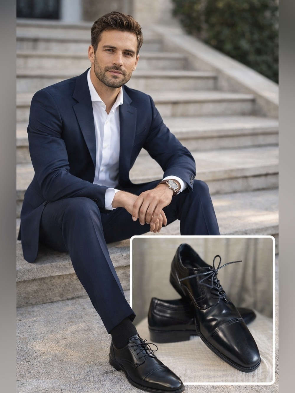 Men's Stacy Adams Shoes Sz 10M Waltham Leather Cap Toe Oxford Black 20138-001